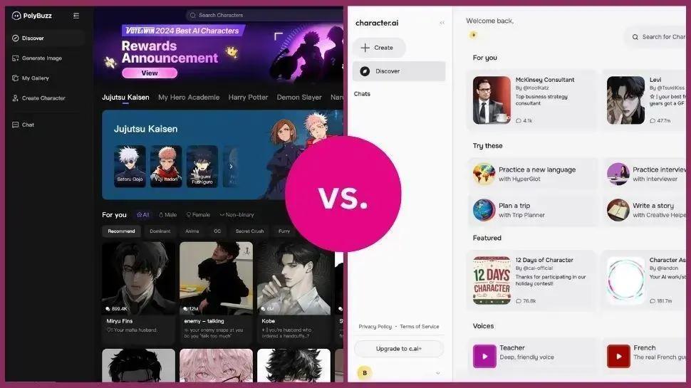 PolyBuzz vs. Character AI: Qual é a Melhor IA Generativa?
